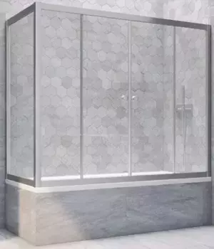 Шторка на ванну стеклянная «Vegas Glass» Z2V+ZVF Novo 165/90 Crystal vision/хром матовая универсальная