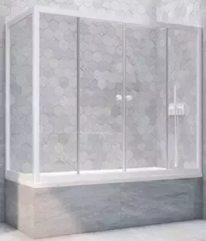 Шторка на ванну стеклянная «Vegas Glass» Z2V+ZVF Novo 165/90 прозрачная/белая универсальная