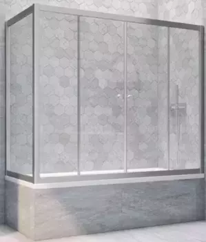 Шторка на ванну стеклянная «Vegas Glass» Z2V+ZVF Novo 165/90 прозрачная/хром матовая универсальная