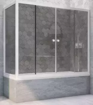 Шторка на ванну стеклянная «Vegas Glass» Z2V+ZVF Novo 170/70 графит/белая универсальная