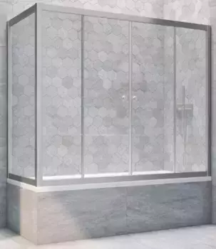 Шторка на ванну стеклянная «Vegas Glass» Z2V+ZVF Novo 170/75 Crystal vision/хром матовый универсальная