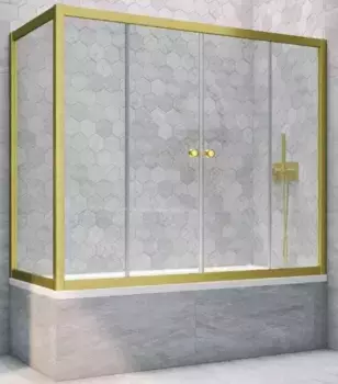 Шторка на ванну стеклянная «Vegas Glass» Z2V+ZVF Novo 170/75 прозрачная/золото матовое универсальная