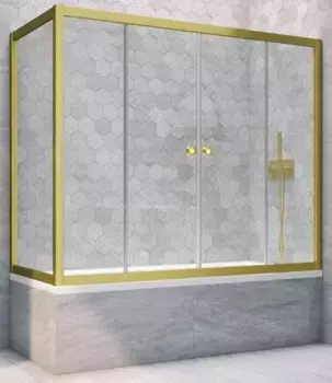 Шторка на ванну стеклянная «Vegas Glass» Z2V+ZVF Novo 170/80 Crystal vision/золото матовое универсальная