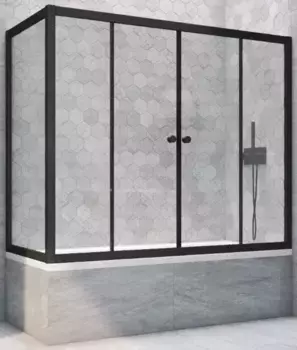 Шторка на ванну стеклянная «Vegas Glass» Z2V+ZVF Novo 170/85 Crystal vision/чёрная матовая универсальная