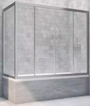 Шторка на ванну стеклянная «Vegas Glass» Z2V+ZVF Novo 170/85 Crystal vision/хром матовый универсальная