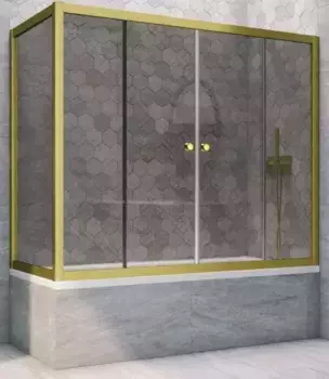 Шторка на ванну стеклянная «Vegas Glass» Z2V+ZVF Novo 170/85 графит/золото матовое универсальная