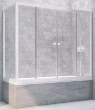 Шторка на ванну стеклянная «Vegas Glass» Z2V+ZVF Novo 175/70 Crystal vision/белая универсальная