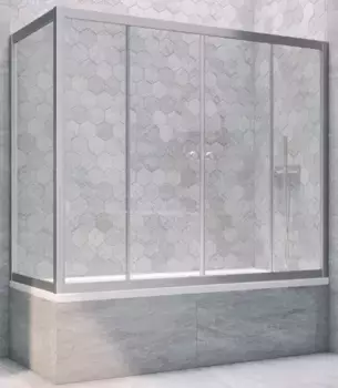 Шторка на ванну стеклянная «Vegas Glass» Z2V+ZVF Novo 175/70 Crystal vision/хром матовая универсальная