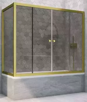Шторка на ванну стеклянная «Vegas Glass» Z2V+ZVF Novo 175/70 графит/золото матовое универсальная