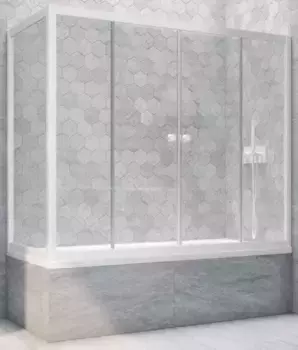 Шторка на ванну стеклянная «Vegas Glass» Z2V+ZVF Novo 175/70 прозрачная/белая универсальная