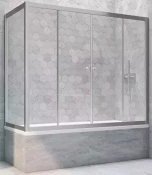 Шторка на ванну стеклянная «Vegas Glass» Z2V+ZVF Novo 175/70 прозрачная/хром матовая универсальная