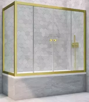 Шторка на ванну стеклянная «Vegas Glass» Z2V+ZVF Novo 175/70 прозрачная/золото матовое универсальная