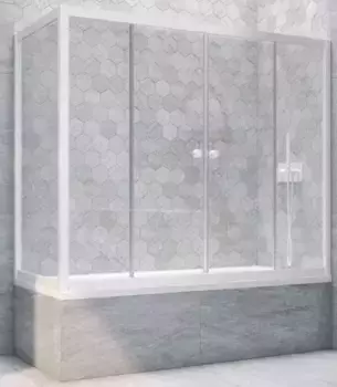 Шторка на ванну стеклянная «Vegas Glass» Z2V+ZVF Novo 175/75 Crystal vision/белая универсальная