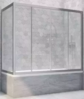 Шторка на ванну стеклянная «Vegas Glass» Z2V+ZVF Novo 175/75 Crystal vision/хром матовая универсальная