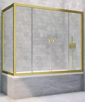 Шторка на ванну стеклянная «Vegas Glass» Z2V+ZVF Novo 175/75 Crystal vision/золото матовое универсальная