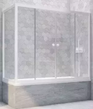 Шторка на ванну стеклянная «Vegas Glass» Z2V+ZVF Novo 175/75 прозрачная/белая универсальная