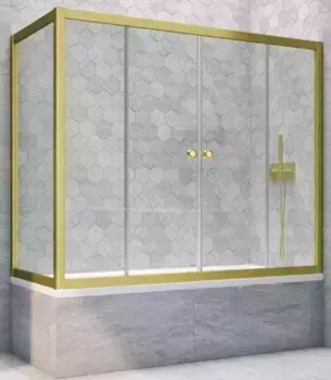 Шторка на ванну стеклянная «Vegas Glass» Z2V+ZVF Novo 175/75 прозрачная/золото матовое универсальная
