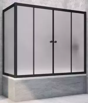 Шторка на ванну стеклянная «Vegas Glass» Z2V+ZVF Novo 175/75 сатин/чёрная матовая универсальная