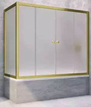 Шторка на ванну стеклянная «Vegas Glass» Z2V+ZVF Novo 175/75 сатин/золото матовое универсальная