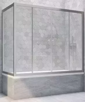 Шторка на ванну стеклянная «Vegas Glass» Z2V+ZVF Novo 175/80 Crystal vision/хром матовая универсальная