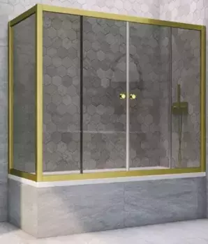Шторка на ванну стеклянная «Vegas Glass» Z2V+ZVF Novo 175/80 графит/золото матовое универсальная