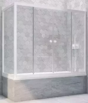 Шторка на ванну стеклянная «Vegas Glass» Z2V+ZVF Novo 175/80 прозрачная/белая универсальная