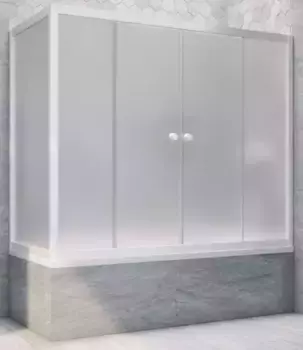 Шторка на ванну стеклянная «Vegas Glass» Z2V+ZVF Novo 175/80 сатин/белая универсальная