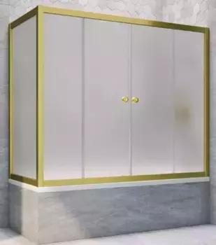 Шторка на ванну стеклянная «Vegas Glass» Z2V+ZVF Novo 175/80 сатин/золото матовое универсальная