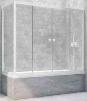 Шторка на ванну стеклянная «Vegas Glass» Z2V+ZVF Novo 175/85 Crystal vision/белая универсальная