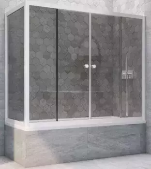 Шторка на ванну стеклянная «Vegas Glass» Z2V+ZVF Novo 175/85 графит/белая универсальная