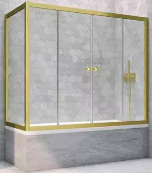 Шторка на ванну стеклянная «Vegas Glass» Z2V+ZVF Novo 175/85 прозрачная/золото матовое универсальная