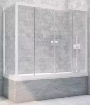 Шторка на ванну стеклянная «Vegas Glass» Z2V+ZVF Novo 175/90 Crystal vision/белая универсальная
