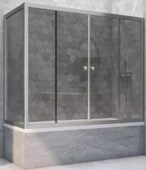 Шторка на ванну стеклянная «Vegas Glass» Z2V+ZVF Novo 175/90 графит/хром матовая универсальная