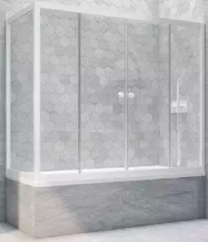 Шторка на ванну стеклянная «Vegas Glass» Z2V+ZVF Novo 175/90 прозрачная/белая универсальная
