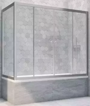 Шторка на ванну стеклянная «Vegas Glass» Z2V+ZVF Novo 175/90 прозрачная/хром матовая универсальная