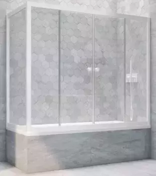 Шторка на ванну стеклянная «Vegas Glass» Z2V+ZVF Novo 180/70 Crystal vision/белая универсальная