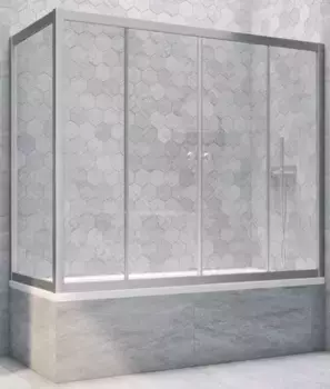 Шторка на ванну стеклянная «Vegas Glass» Z2V+ZVF Novo 180/70 Crystal vision/хром матовый универсальная