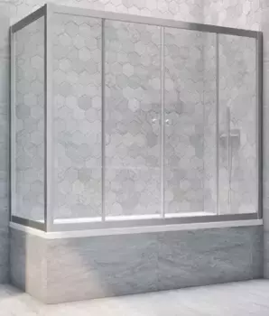 Шторка на ванну стеклянная «Vegas Glass» Z2V+ZVF Novo 180/75 Crystal vision/хром матовый универсальная