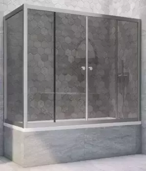 Шторка на ванну стеклянная «Vegas Glass» Z2V+ZVF Novo 180/75 графит/хром матовый универсальная