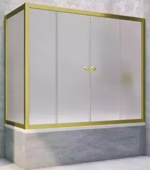 Шторка на ванну стеклянная «Vegas Glass» Z2V+ZVF Novo 180/75 сатин/золото матовое универсальная