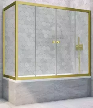 Шторка на ванну стеклянная «Vegas Glass» Z2V+ZVF Novo 180/80 Crystal vision/золото матовое универсальная