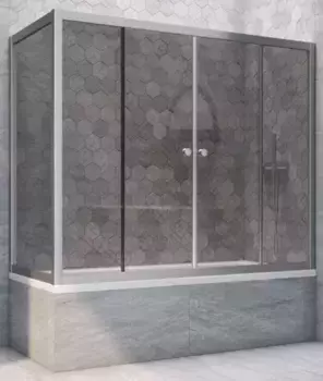 Шторка на ванну стеклянная «Vegas Glass» Z2V+ZVF Novo 180/80 графит/хром матовый универсальная