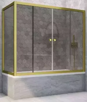 Шторка на ванну стеклянная «Vegas Glass» Z2V+ZVF Novo 180/80 графит/золото матовое универсальная