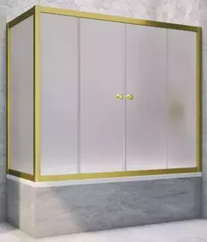 Шторка на ванну стеклянная «Vegas Glass» Z2V+ZVF Novo 180/80 сатин/золото матовое универсальная
