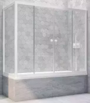 Шторка на ванну стеклянная «Vegas Glass» Z2V+ZVF Novo 180/85 Crystal vision/белая универсальная