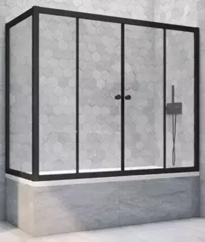 Шторка на ванну стеклянная «Vegas Glass» Z2V+ZVF Novo 180/85 Crystal vision/чёрная матовая универсальная