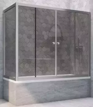 Шторка на ванну стеклянная «Vegas Glass» Z2V+ZVF Novo 180/85 графит/хром матовый универсальная