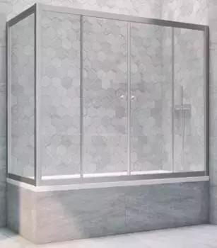 Шторка на ванну стеклянная «Vegas Glass» Z2V+ZVF Novo 180/90 Crystal vision/хром матовый универсальная