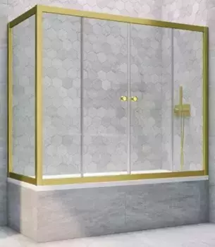 Шторка на ванну стеклянная «Vegas Glass» Z2V+ZVF Novo 180/90 Crystal vision/золото матовое универсальная