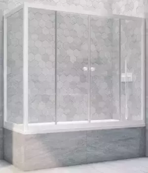 Шторка на ванну стеклянная «Vegas Glass» Z2V+ZVF Novo 185/70 прозрачная/белая универсальная